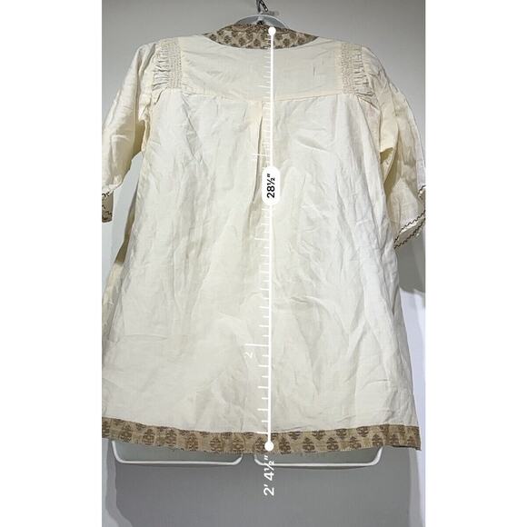 label ritu kumar Beige gold Embroidered peasant blouse Size 2 - Picture 4 of 6